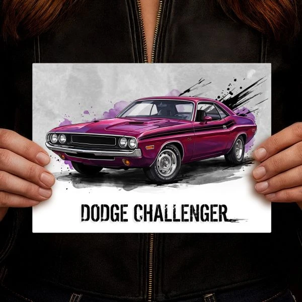 Obraz metalowy z grafikaDodge Challenger R/T